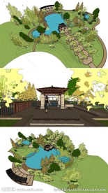 SU新古典小区景观模型