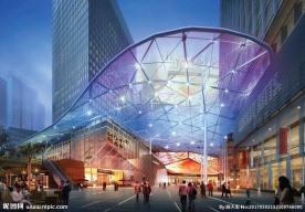 商业街夜景效果图