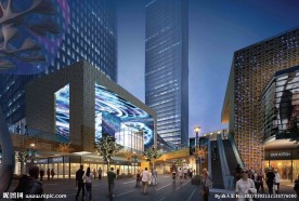 商业街夜景效果图