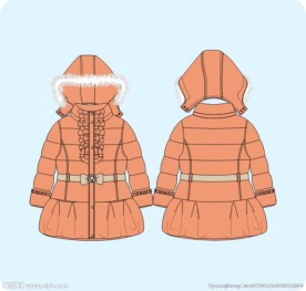 女童荷叶领棉衣羽绒服