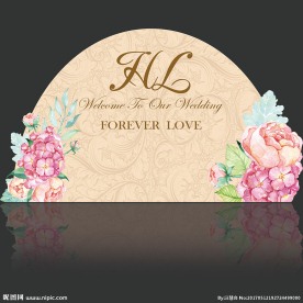 香槟金花卉婚礼半圆迎宾背景