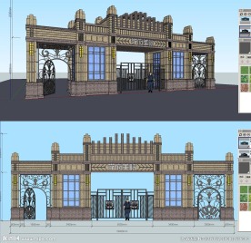 SU欧式小区大门模型