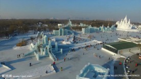 哈尔滨冰灯航拍影视素材