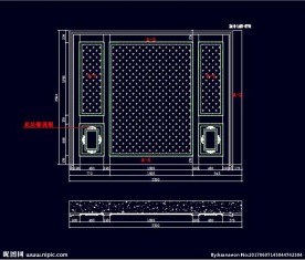 家装CAD实木背景雕花墙板背景