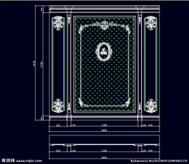 家装CAD实木背景雕花墙板背景