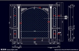 家装CAD实木背景雕花墙板背景