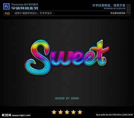 PS特效字体彩虹水晶样式