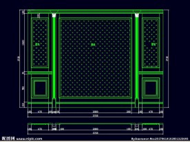 家装CAD实木背景压线墙板背景