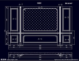 家装CAD实木背景压线墙板背景