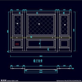 家装CAD实木背景压线墙板背景