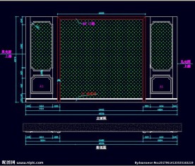 家装CAD实木背景压线墙板背景