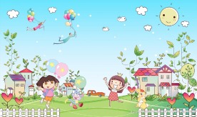 儿童卡通风景插画背景