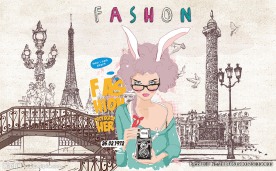 时尚女人城市背景装饰画