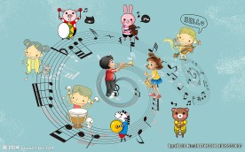 手绘卡通音乐装饰画背景墙