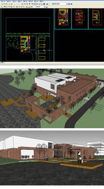展览馆建筑草图SU模型含CAD