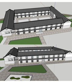 白族宾馆建筑草图SU模型