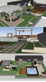 大型露台庭院景观设计草图大师模