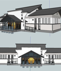 公园中式公厕卫生间草图SU模型