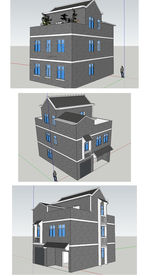 岭南新农村民房建筑SU草图模型