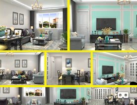 美式客厅餐厅效果图