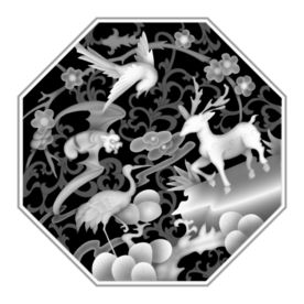 吉祥蝙蝠松鹤鹿浮雕精雕灰度镂空