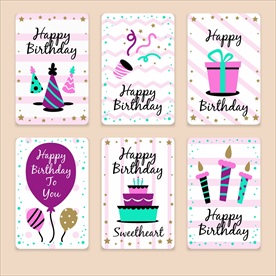 精致矢量有趣生日贺卡插画