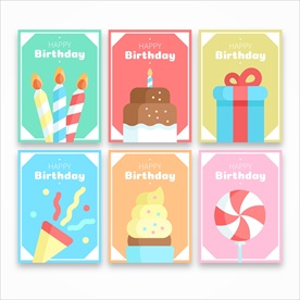 精致矢量清新有趣生日贺卡