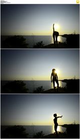 海边锻炼身体剪影