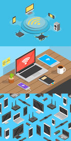 扁平卡通办公场景立体元素