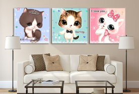 卡通大眼猫萌宠猫咪无框画