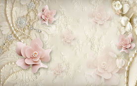 3D蕾丝珠宝浮雕电视背景墙