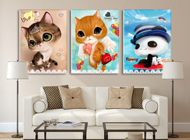 可爱卡通大眼猫咪 无框画