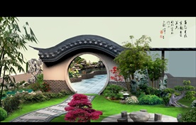 中式庭院景观效果图