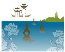 杭州西湖风景矢量素材