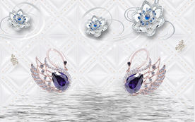 天鹅钻石3D立体欧式电视背景墙