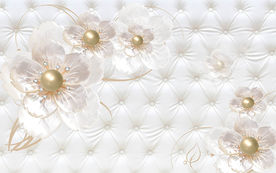 3D立体浮雕珠宝花朵电视背景墙