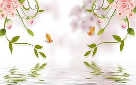 3D立体现代时尚花卉电视背景墙