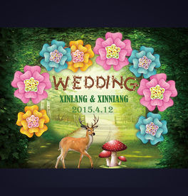 森系花卉婚礼迎宾背景宝宝宴爱丽
