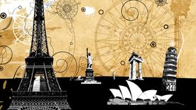 时尚矢量名建筑动态视频素材