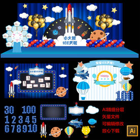 蓝色卡通主题宝宝宴