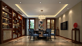 现代中式餐厅效果图
