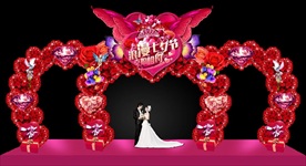 七夕节创意心形玫瑰花门头