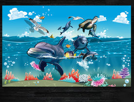 海海洋世界海底背景墙鱼群背景墙