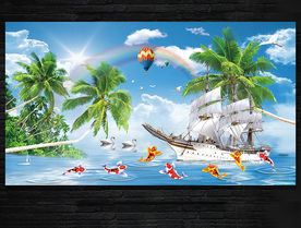 一帆风顺背景墙乘风破浪背景墙电