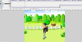 背包客驴友走过草地20秒