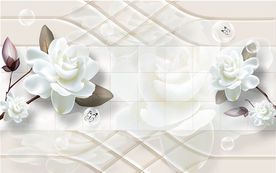 3D立体欧式墙砖花朵电视背景墙