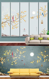 花鸟装饰画 电视背景墙