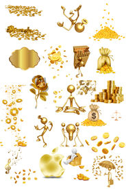 金币福袋金色元素png免扣素材