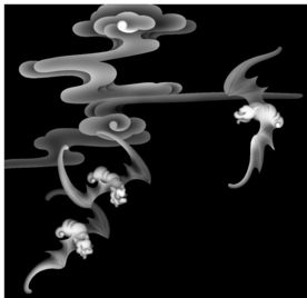 蝙蝠祥云精雕浮雕灰度