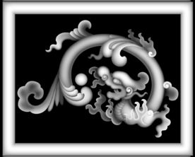 洋花草龙拐子龙精雕浮雕灰度